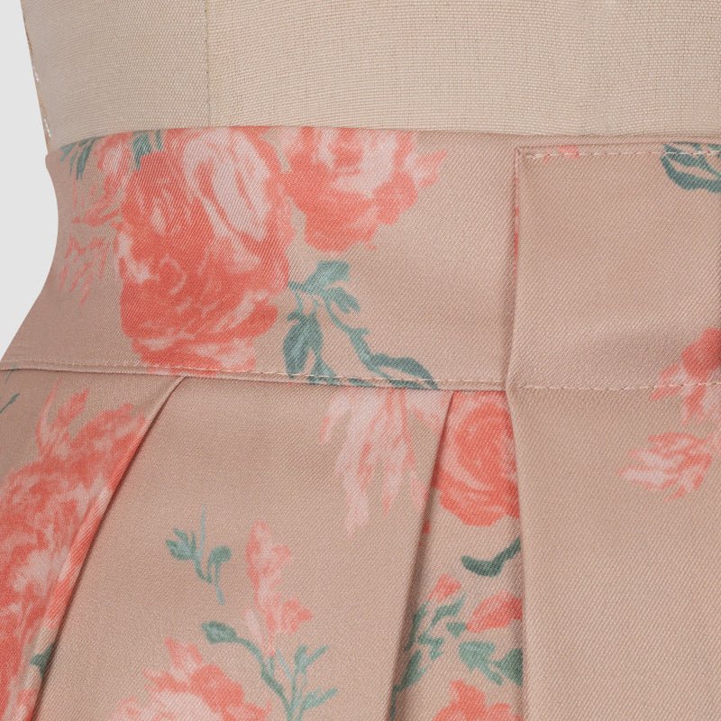 Elegant High-waisted Floral Pleated Pants