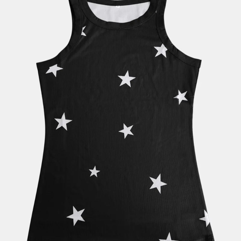 Star Round Neck Tank - runwayfashionistta.com