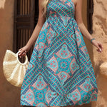 Printed Spaghetti Strap Midi Dress -runwayfashionta.com