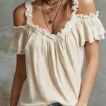 Off-Shoulder Blouse - khaki