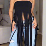Black Bandeau Fringe Top