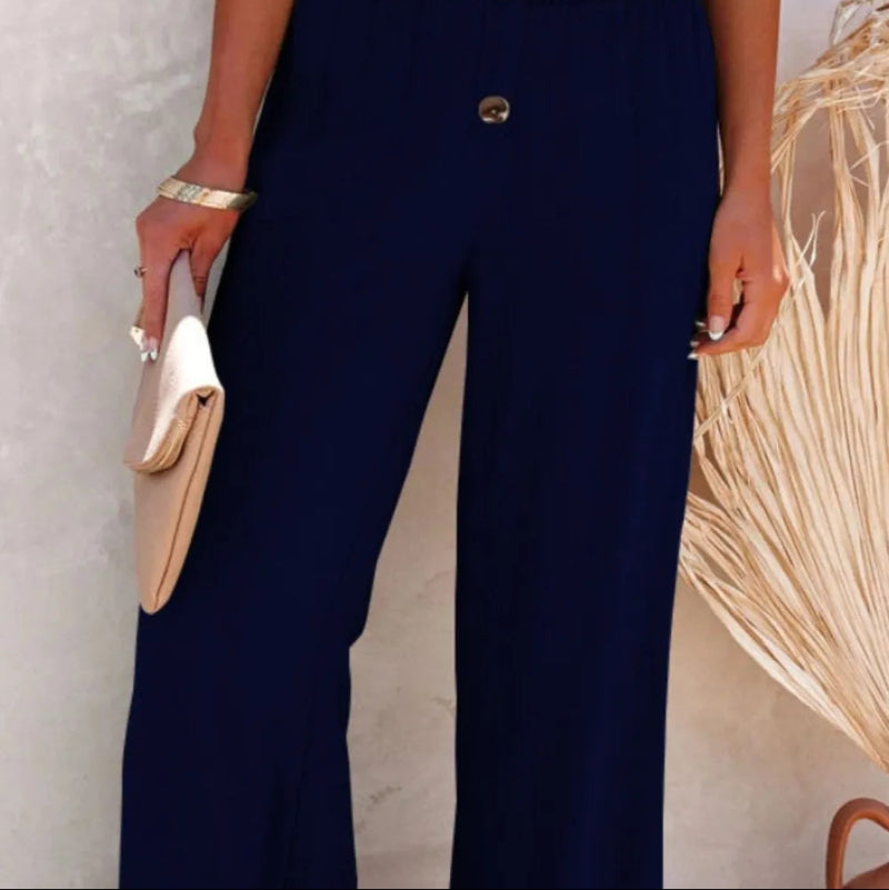Decorative Button High Waist Pants - runwayfashionista.com