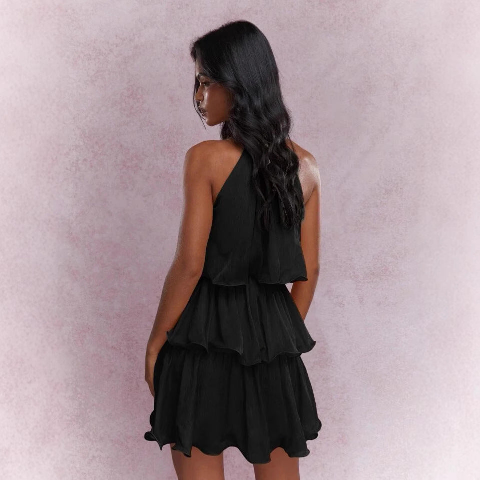 Ruffled Hem Elegant Mini Party Dress