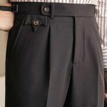 Men's British Heritage High-Rise Double-Pleat Gurkha-Style Wide-Leg Tailored Trousers