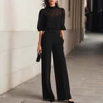 Camisole Vest Mesh Shirt And Dress Pants - black