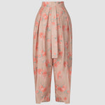 Elegant High-waisted Floral Pleated Pants