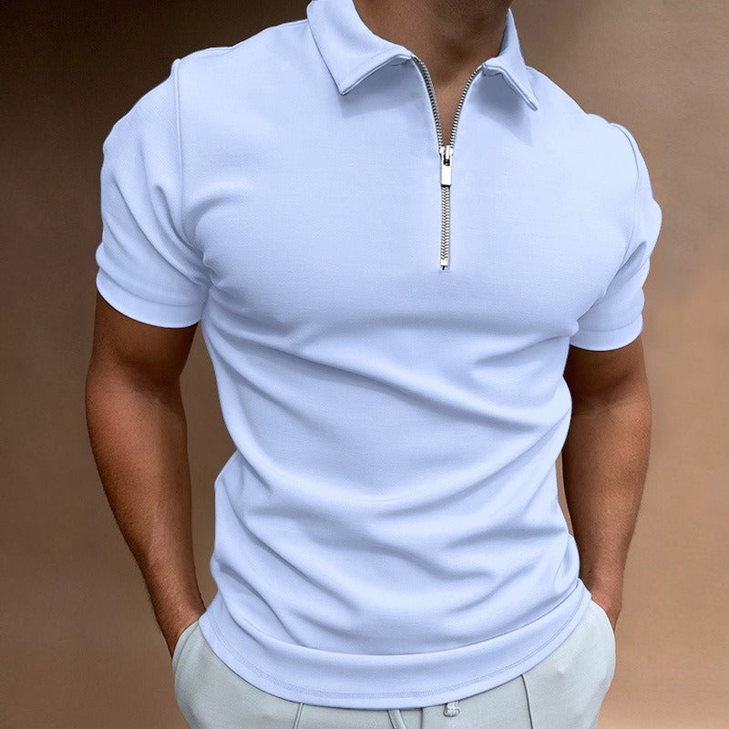 Short sleeved POLO shirt with flip collar