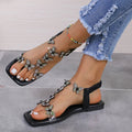 Rhinestone Butterfly Flat Sandals - Sparkle & Comfort - ruwayfashionista.com