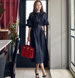 Bat Sleeve Trench Coat - Navy Blue
