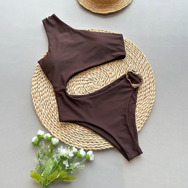One-Piece Single Shoulder Swimwear