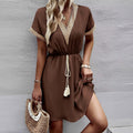 Turn heads effortlessly with this Casual Lace Splicing Short Dress—where comfort meets bold style in every stitch.