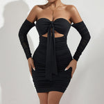Long Sleeved Chest Wrapped Dress