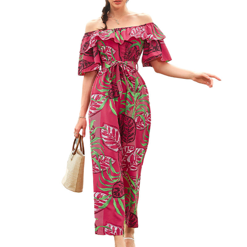 One-Shoulder Floral Jumpsuit