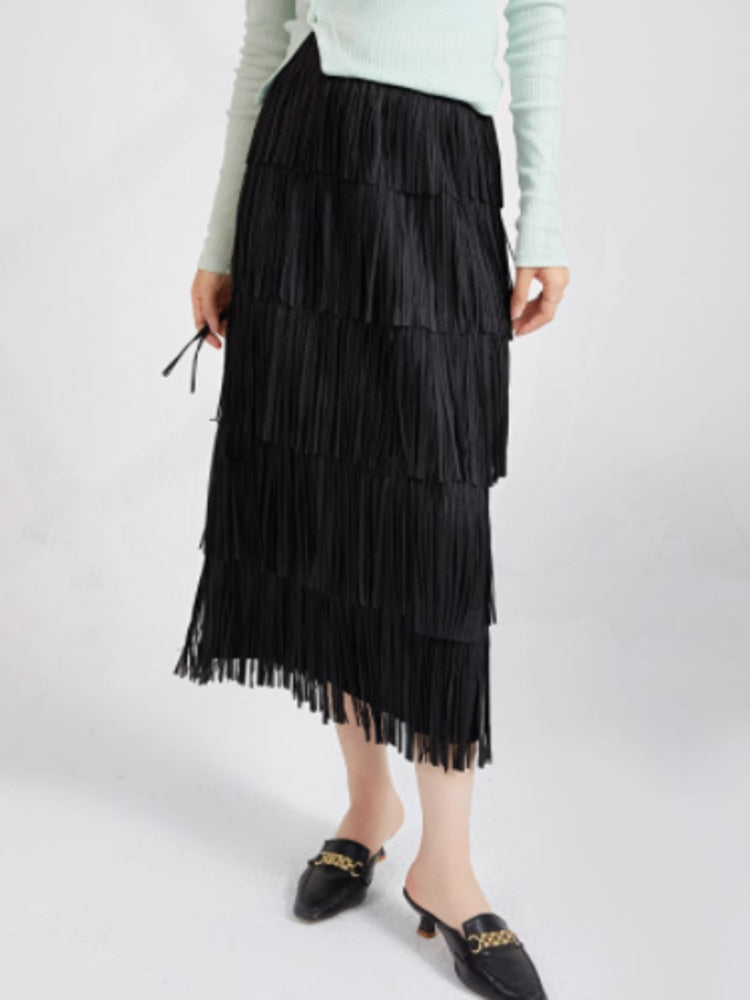 Pleated Tassels Skirt - runwayfashionista.com