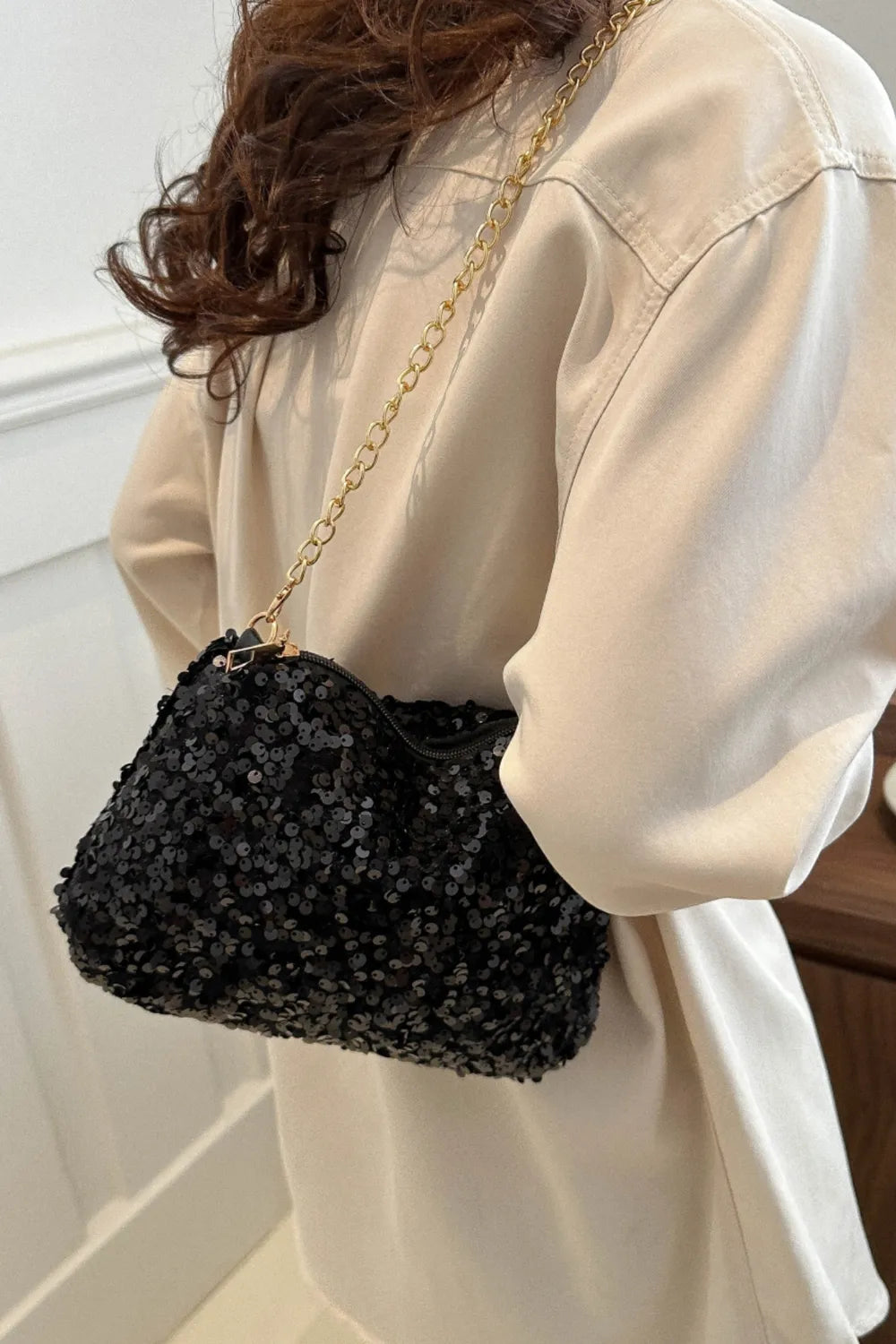Sequin Removable Strap Shoulder Bag - Stylish & Versatile - runwayfashionista.com
