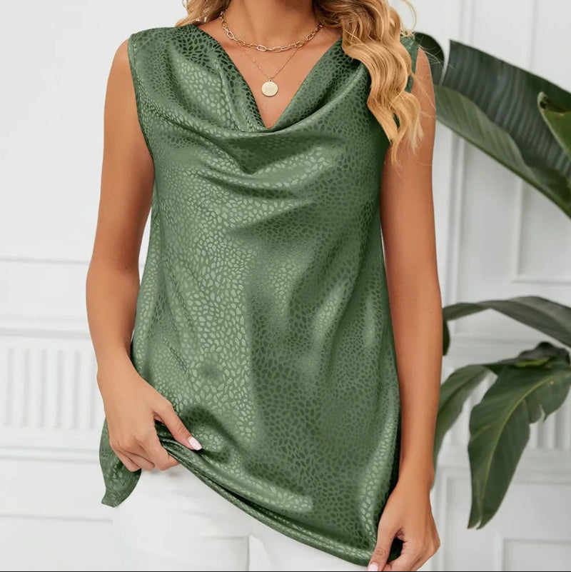 Solid Cowl Neck Top - runwayfashionista.com