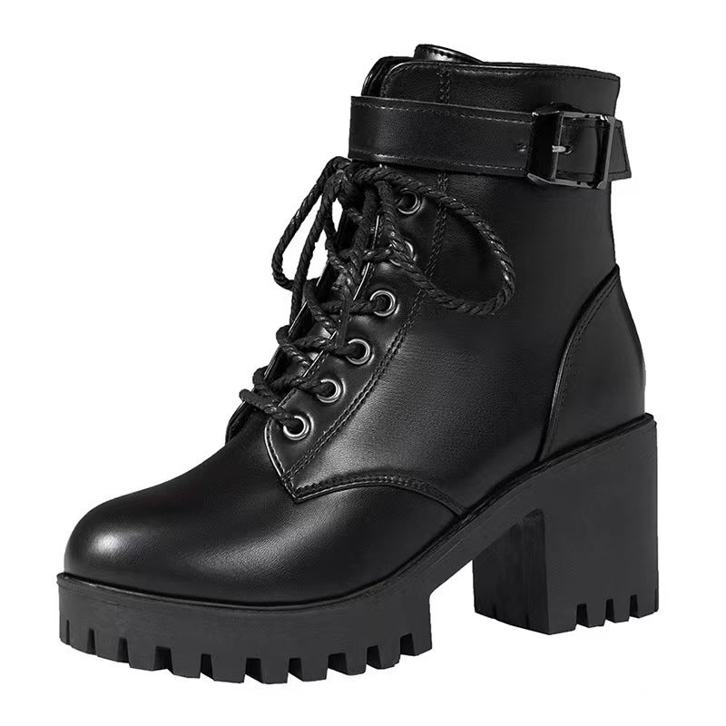 Lace Up Round Toe Boots