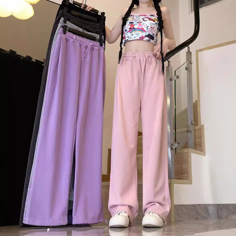 High-Waisted Mini Drawstring Casual Sports Sweatpants