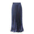 Glossy pleated long skirt