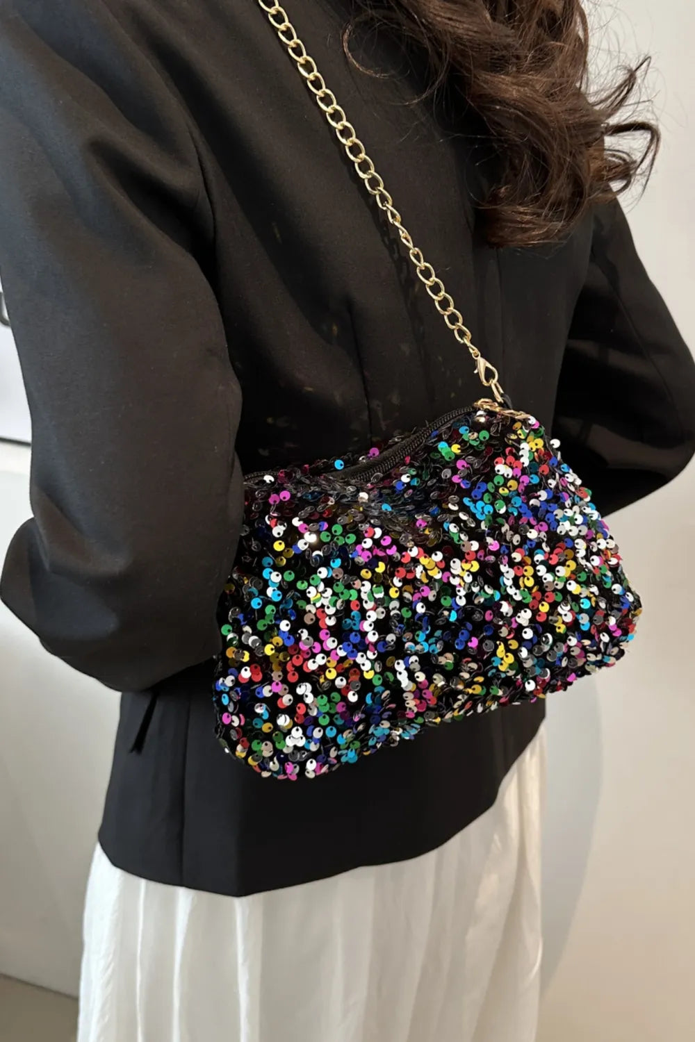 Sequin Removable Strap Shoulder Bag - Stylish & Versatile - runwayfashionista.com