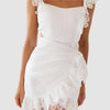 White Lace Backless Mini Dress