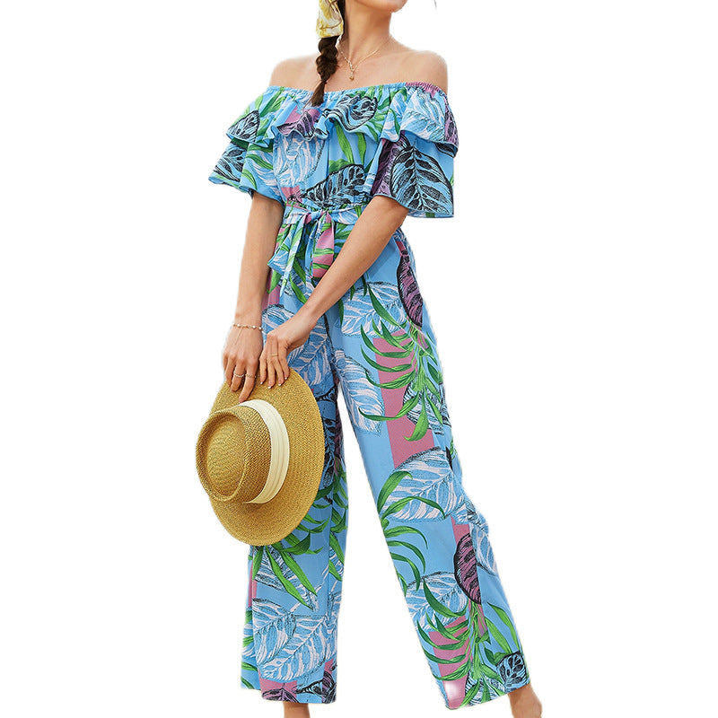 One-Shoulder Floral Jumpsuit