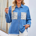 Raw Hem Button Up Long Sleeve Denim Jacket -runwayfashionista.com