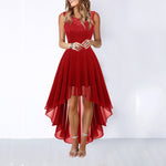 Lace Patchwork Chiffon Dress - red