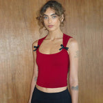 The Romantic Revival: Y2K Streetwear Strapless Camisole Top - red