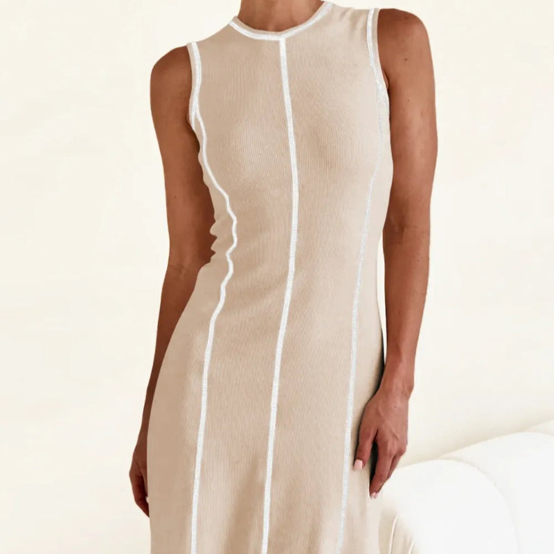 Contrast Stitching Maxi Tank Dress