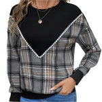 Plaid round neck long sleeve sweatshirtrunwayashionista.com