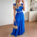 Casual Style Short Sleeve A-line Skirt Cake Skirt Set