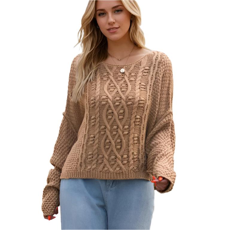 Round neck drop shoulder sweater - rnwayfashionista.com