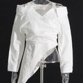 Irregular Lapel and Waist Cinching Top