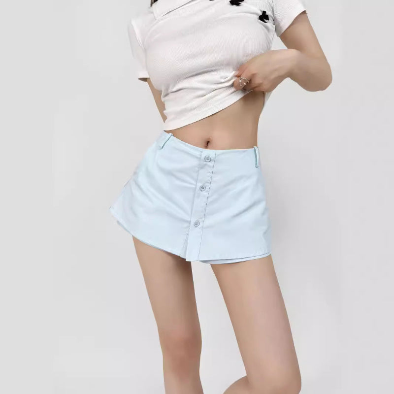 Fake two mini pants skirts