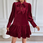Elegant Burgundy Velvet Mini Dress
