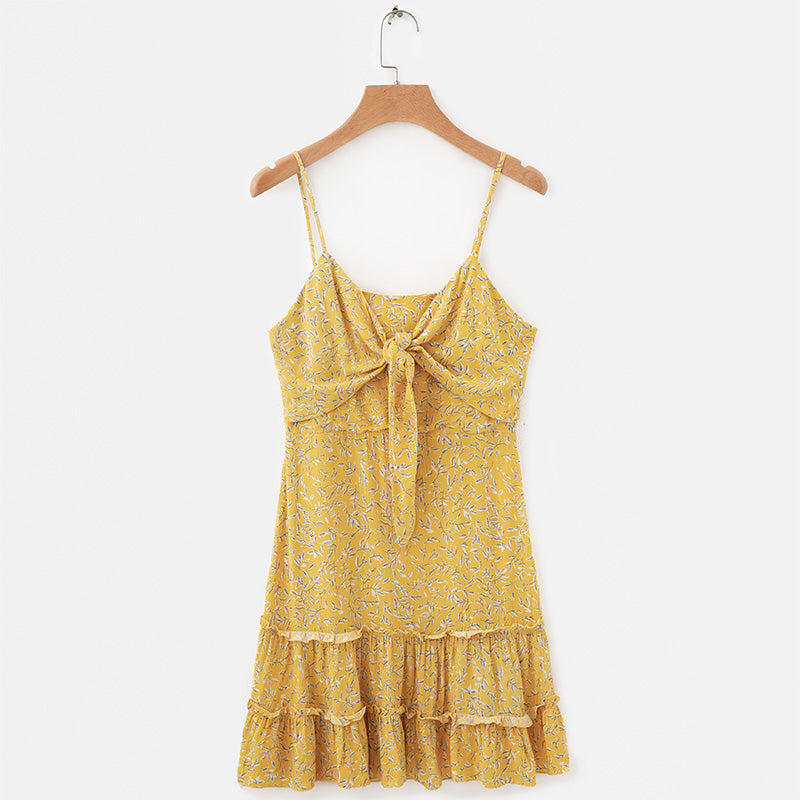 Tie Up Spaghetti Strap Mini Dress