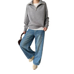 Half-Zip Knit Sweater: Bold, Loose, & Chic