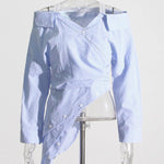 Irregular Lapel and Waist Cinching Top