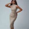 Edgy Sophistication: Sleeveless PU Leather Midi Dress