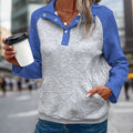 Contrast Textured Long Sleeve Sweatshirt - runwayfashionista.com