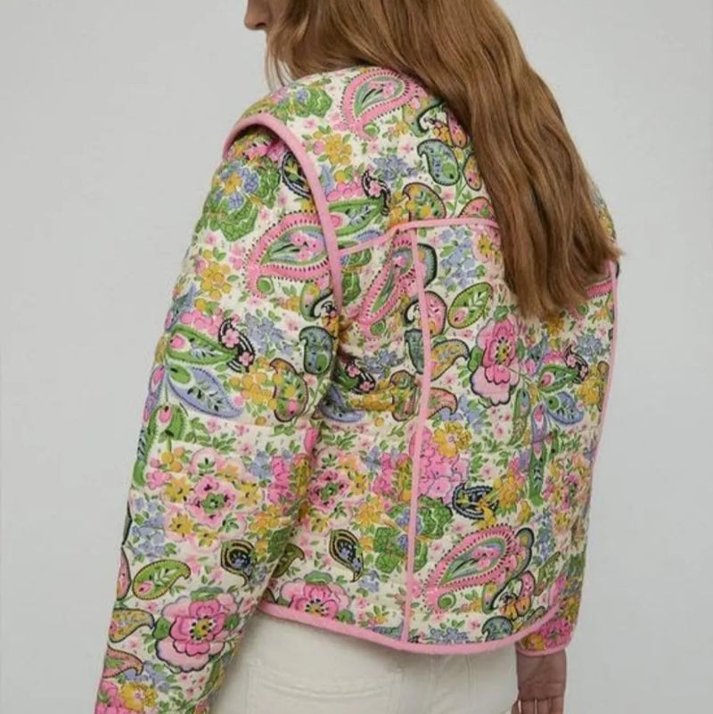 Tied Printed Long Sleeve Jacket - runwayfashionista.com