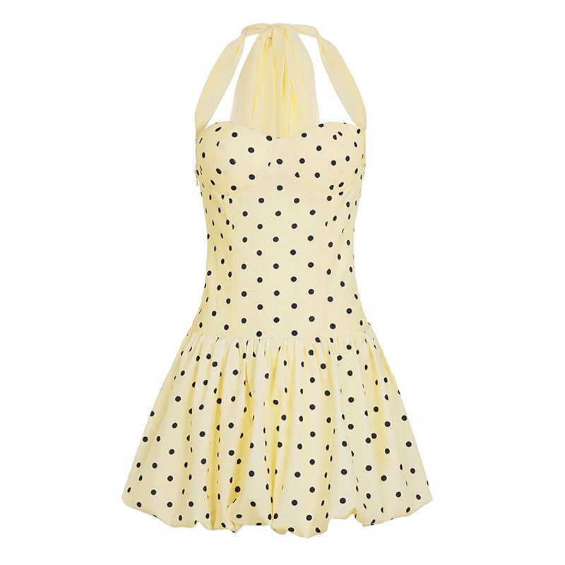 🤩 The Elegant Strapless Polka Dot Bubble Mini Dress