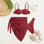 Three-Piece Floral Bikini & Beach Skirt Set