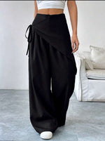 Casual Wide-leg Straight Pants - black