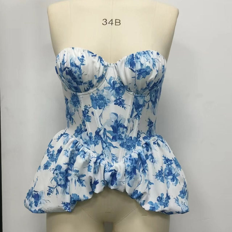 Fishtail Hem Boning Bustier Top