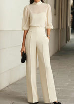 Camisole Vest Mesh Shirt And Dress Pants - white