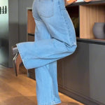 Light Blue High Waist Wide Leg Jeans
