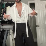 White Oversized Tie-Front Shirt