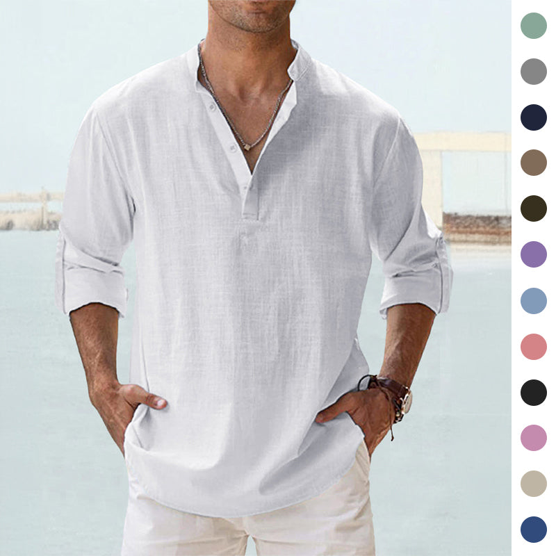 Casual Cotton Linen Shirt - White